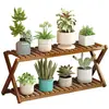 Estante de bambú para flores, pequeño, de pie, para balcón, sólido, sencillo, para almacenamiento en interiores, con ventana salediza, color verde carnoso.