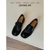 Versión de Piel de Vaca~Mocasines Brogue Tallados de Piel Genuina para Mujer, de Tacón Bajo, Estilo Británico, con Hebilla de Cinturón, Punta Cuadrada, Zapatos Planos de Piel