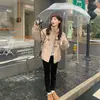 Abrigo Corto de Algodón con Botones de Cuerno para Mujer, Chaqueta Acolchada de Invierno Petite con Cuello Alto, Abrigo de Algodón Grueso y Cálido para Estudiantes