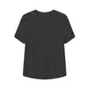 Nova Camiseta Ribana de Manga Curta Lyocell Toque Gelado para Mulheres, Ombro Normal, Corte 3D, Top Modelador em Forma de Arco, Casual
