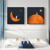 Astronauta Dibujo Animado Nórdico Creativo Pintura Decorativa para Sala de Estar Astronauta Estudio Espacio Niño Habitación Infantil Pintura Colgante Moderna