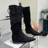 Recién llegado: Otoño 2026 Nuevo Estilo Punta Fina Elegantes de Moda Botas Altas Hasta la Rodilla de Gamuza con Plataforma para Mujer