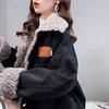 Otoño e Invierno 2026 Nuevo Estilo Coreano Holgada Forrada de Borrego Gruesa Cálida Versátil Chaqueta de Mezclilla de Lana de Cordero para Mujer Estilo Corto Moderno
