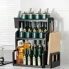 Estante de Especias de Cocina de 3 Niveles, Organizador de Encimera con Soporte para Tabla de Cortar, Bloque para Cuchillos y Soporte para Utensilios, Estante de Almacenamiento Multifuncional para Frascos de Condimentos, Botellas de Aceite y Gadgets de Cocina