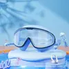 Gafas de natación profesionales impermeables para buceo para niños, con bloques de color, marco grande, ajustables, antivaho, al por mayor