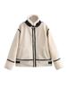 Para Aliexpress Popular Exportación Transfronteriza Estilo Europeo y Americano Ropa de Mujer Chaqueta de una Pieza de Piel de Cordero Empalmada