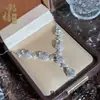 Conjunto de Joias de Jade Espuma d'Água Natural para Mulheres, Presente de Aniversário, Anel e Colar de Jade Espuma d'Água, Joias de Luxo Leve de Alta Qualidade