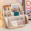 Bolsa de maquillaje vertical, gran capacidad, bolsa de equipaje portátil para viajes, impermeable, bolsa de almacenamiento compartimentada para mujer, se puede colgar