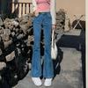 Pantalones vaqueros ajustados negros y grises para mujer, de otoño e invierno, de cintura alta, elásticos, de aspecto entallado, con corte en forma de cuerno, de moda y de corte pequeño.