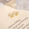 Pendientes de Botón de Fuegos Artificiales Chapados en Oro Real de 18 Quilates con Circonita Cúbica Europea y Americana Resina Aguja de Plata Pendientes de Moda de Gama Alta para Mujer