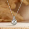 Collar de Plata de Ley S925 Imitación con Moissanita de Corte Princesa de 2 Quilates para Mujer, Bañado en Oro de 18K Moissanita Nuevo Modelo Joyería Transfronteriza