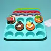Forma de Bolo para Assar com 12 Cavidades, Forma de Gelatina, Forma de Macaron, Forma de Bolo Redonda de Silicone Doméstica, Pode ir ao Forno
