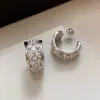Aretes de Tachuela Brillantes Completamente Diamantados con Galvanizado de Oro Real 2026 Nuevo Estilo Caliente Aretes Retro de Alta Gama para Mujeres con Rostros Cuadrados y Redondos