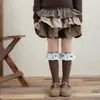 Zapatos y calcetines para niñas, calcetines de encaje con mini lazo estilo coreano ins para primavera y otoño, calcetines de media pantorrilla para niñas de otoño e invierno