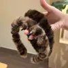 Diadema de Leopardo de Alta Gama para Otoño e Invierno para Mujeres con Dientes, Diadema Antideslizante para Lavarse la Cara, Soporte Alto para la Corona, Accesorio para Peinar el Cabello