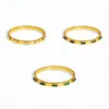 Pulsera de acero de titanio, estilo de celebridad de internet europeo y americano, pulsera rectangular con diamantes verdes, oro de 18 quilates, lujo ligero, sensación de alta gama, pulsera de acero inoxidable para mujer
