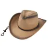 Chapéu de Palha Estilo Novo Ocidental Cowboy Transfronteiriço para Homens e Mulheres, Chapéu à Prova de Vento Colorido em Degradê da Moda Primavera e Verão, Chapéu Jazz, Chapéu de Sol