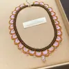Conjunto de Colar e Pulseira de Aço Inoxidável com Contas de Luxo Leve Nicho para Mulheres Estilo Doce Fresco Ins Sensação de Alto Padrão Corrente para Clavícula