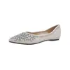 Zapatos Planos de Punta Fina con Boca Baja y Pedrería para Mujer, Estilo Hada, Adecuados para Vestidos, Zapatos de Dama de Honor, Zapatos de Boda, Zapatos de Fiesta, Zapatos de Novia