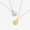 Colar Pingente Lua Design Simples Versátil Retrô Europeu e Americano Zircônia Microcravejada Estilo Ins Corrente para Clavícula Empilhável para Mulheres
