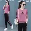 Conjunto Deportivo Casual para Mujer Primavera y Otoño 2025 Nuevo Estilo Coreano Talla Grande Holgado Aspecto Adelgazante Mangas Largas para Correr Conjunto de Dos Piezas Moderno