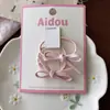 Novo Presilha de Cabelo com Laço de Couro Rosa Doce para Meninas, Presilha Lateral Versátil, Elástico de Cabelo Fofo