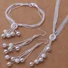 Joyería de comercio exterior al por mayor conjunto bañado en plata de ley 925 pulsera collar pendientes cuentas de arena ligera moda europea y americana