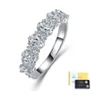 Anillo de plata de ley S925 con moissanita ovalada y piedras redondas alternas, engaste completo pavé, estilo europeo y americano, lujo ligero, anillo para el dedo índice, directo de fábrica