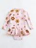 6-12m, 12-18m, 18-24m, 2-3Años 3-4Años Traje de baño de una pieza conservador para niños con cremallera y mangas, de flores brillantes