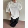 Camiseta acolchada de hombro estilo americano para calle, manga corta, moda de verano para hombre, resistente, tacto premium, fresca y elegante, top holgado de media manga para hombre