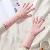 Moda de Inverno Luvas Quentes Sem Dedos de Comprimento Médio à Prova de Frio com Tela Sensível ao Toque para Mulheres Estampa de Leopardo Tricotadas Espessas com Dedos Lã