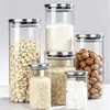 Tapa Redonda de Acero Inoxidable Frasco de Vidrio para Almacenamiento Frasco de Vidrio de Alto Borosilicato para Almacenamiento de Granos de Café y Té Almacenamiento de Granos y Alimentos en la Cocina