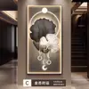 Pintura Decorativa para Hall de Entrada Folha de Ginkgo Luxo Acessível Fundo de Parede de Corredor ou Corredor Final Pintura de Parede Mural com Luz