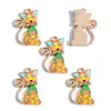 Accesorios de Gato de Esmalte con Estampado Lindo de Dibujos Animados Llavero DIY Colgante de Arete Encanto de Aleación W631
