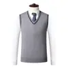 Suéter de lana 100% Merino para hombre, chaleco sin mangas de cuello en V, suéter para padres de mediana edad y mayores, comercio exterior transfronterizo