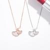 Plata de Ley 925 Diamante Estilo Mori Hoja de Ginkgo Frita Blanca Collar de Fritillaria Seiko Estilo Coreano Abanico con Forma Marca de Tendencia Celebridad de Internet Colgante de Concha