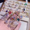 Anillo de perla de circón ligero de lujo de alta gama, apertura parcial, anillo de dedo simple retro de moda, pulsera de diamantes que combina con todo.