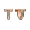 Pendientes de Nuevo Estilo para Mujer Diseño T1, Chapados en Oro de 18 Quilates, Versátiles, Completamente Incrustados con Diamantes, Sensación de Alta Gama, Venta al por Mayor de Fábrica Europea y Americana Transfronteriza