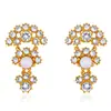 Oscar De La Renta Estilo Europeo y Americano Oro Real de 18 Quilates Galvanizado Pendientes Exagerados de Diamantes Brillantes de Imitación para Mujer Estilo Nuevo
