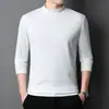 Popular Camiseta Térmica de Dupla Face para Homens, Outono e Inverno, Gola Alta Meia, Manga Longa, Suéter de Tricô Grosso