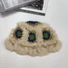 Chapéu de pele de coelho de crochê grosso, chapéu de leão, outono e inverno, estilo nacional, chapéu de pelúcia doce, quente