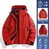 Sistema de Montanha 3 em 1 Masculino à Prova de Vento Impermeável Espessado Roupas de Montanhismo Jaqueta Feminina Removível Quente Roupa de Trabalho
