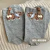 Meias de Gato Travesso para Mulheres, Meias de Cano Médio com Personalidade Fofa Abstrata Interessantes, Meias Ins Tendência Estilo Coreano Divertido, Desenho Animado 3D