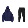 Nova Temporada Moletom com Capuz Duplo e Zíper DIY Liso Masculino Feminino Outono Inverno Conjunto de Calça de Moletom com Capuz e Zíper para Casal