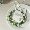 Coroa de Flores Rosa Fada Headpiece Faixa de Cabeça Estilo Mori Menina Adulta Flores Artificiais Faixa de Cabeça Acessórios de Cabelo Flor na Cabeça Adereços para Fotos
