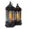 Festival de Mediados de Otoño Pequeño Regalo Linterna de Viento Hexagonal Decoración con Vela Electrónica Decoración de Ventana Linterna de Viento LED Retro Luz de Vela