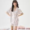 Pijama Nuevo de Seda de Hielo 2026 para Mujer, Pantalones Cortos de Manga Corta, Solapa Estilo Hada, Casual, Transpirable, Se Puede Usar Afuera, Conjunto para Estar en Casa