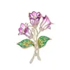 Broche de Flor de Gladiolo de Cobre Esmaltado de Lujo Ligero Incrustado con Circonita Pin Elegante Retro Accesorios para Ropa Estética China