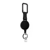 Soporte de Hebilla de Tirón para Identificación Llavero Retráctil Clip para Insignia ABS Negro Alta Elasticidad Exterior Cable de Acero Retráctil