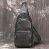 Bolsa de Peito Popular Masculina Transfronteiriça em Couro Genuíno, Mochila de Ciclismo em Couro de Búfalo, Bolsa de Ombro Fashion e Versátil, Bolsa Transversal Casual